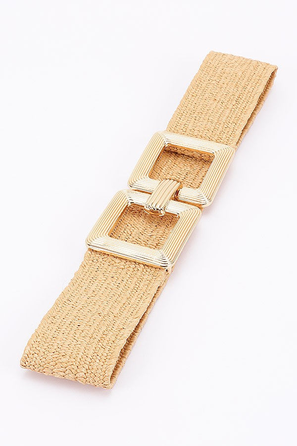 Shaina Large Metal Ring Woven Belt Natural