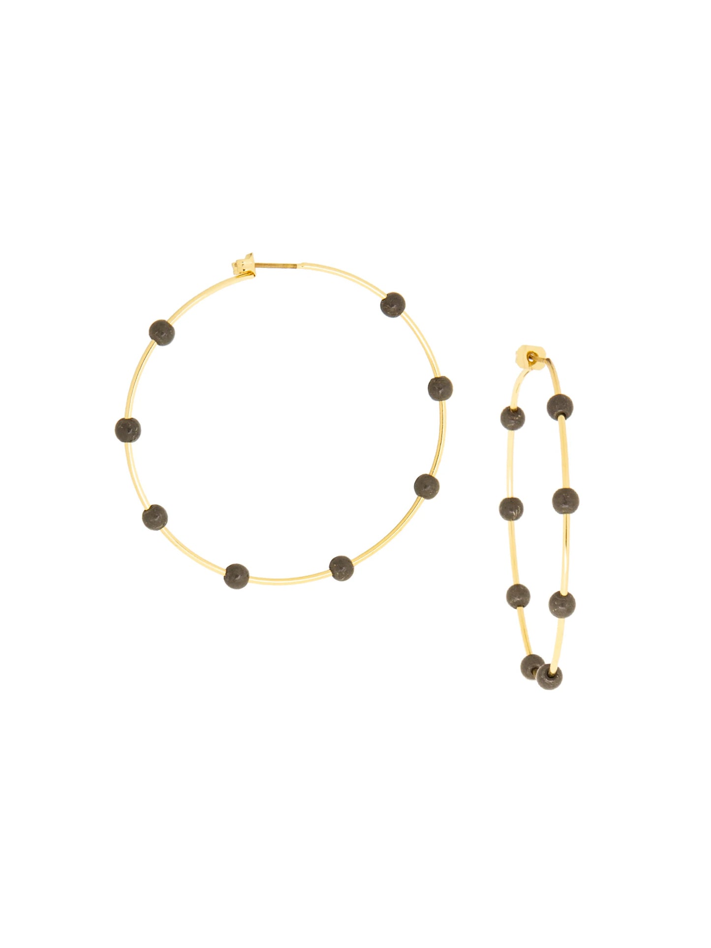 Marlyn Schiff Thin Hoop Earring With Gems