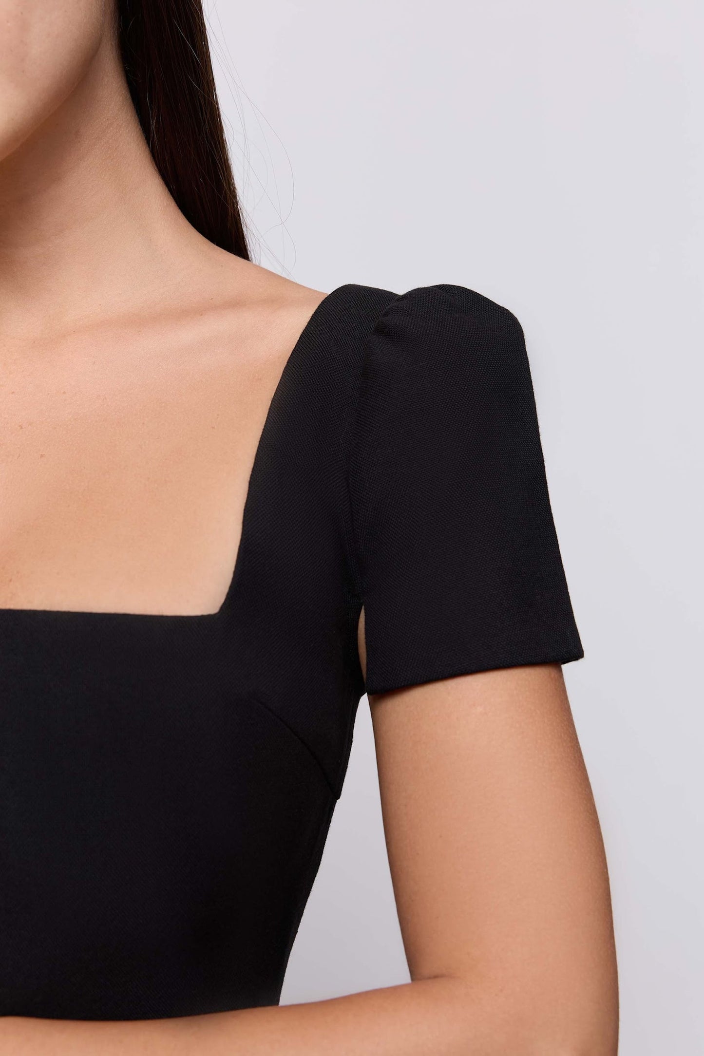 Linen Mix Square Neck Mini Dress
