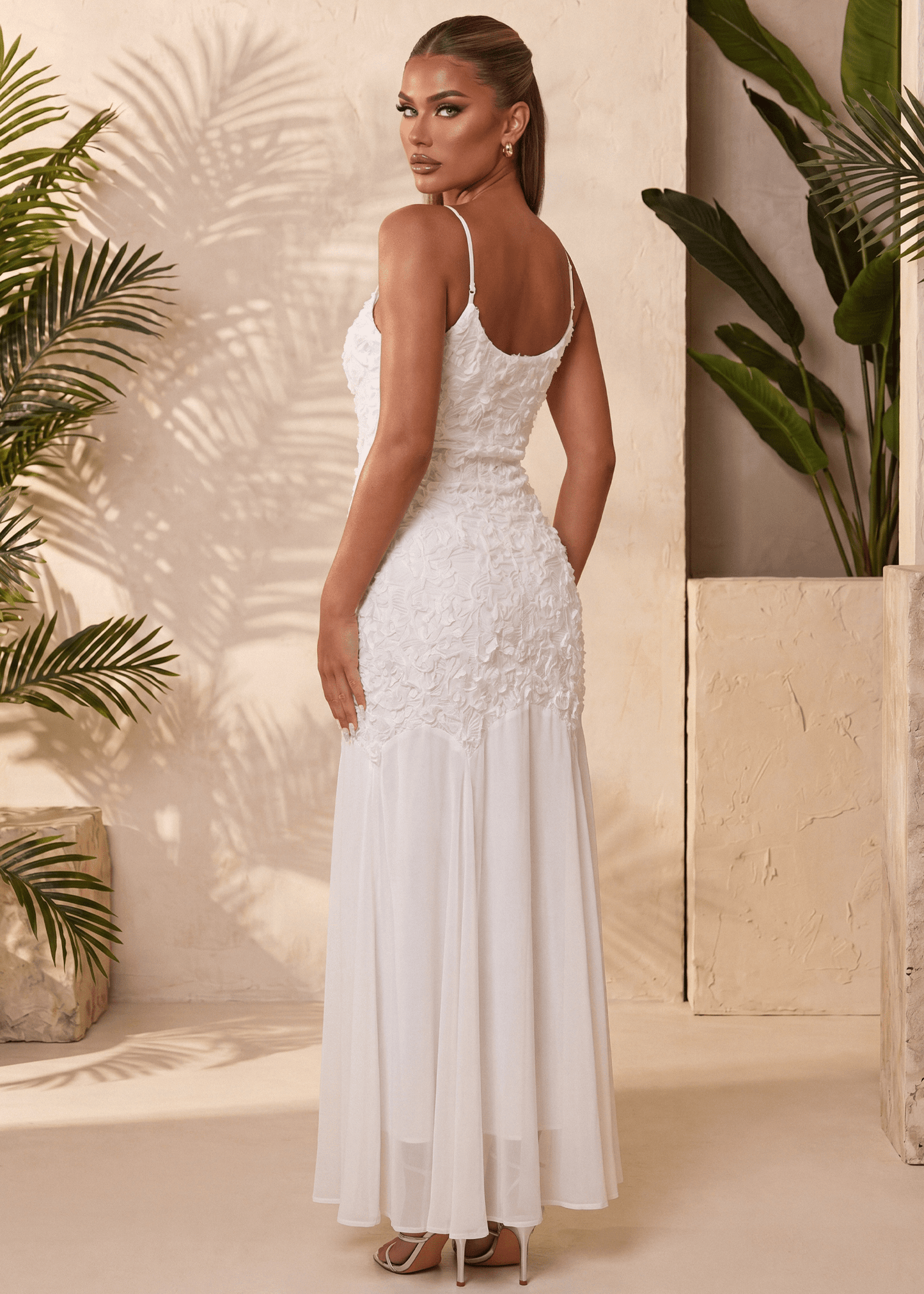 Forever Begins 3D Flower Maxi Dress - White