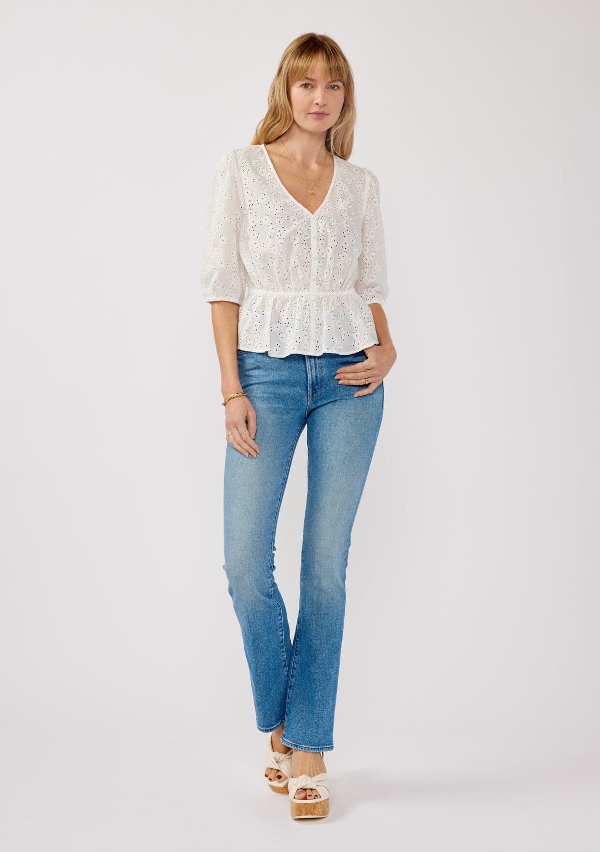 Penny Embroidered Peplum Top