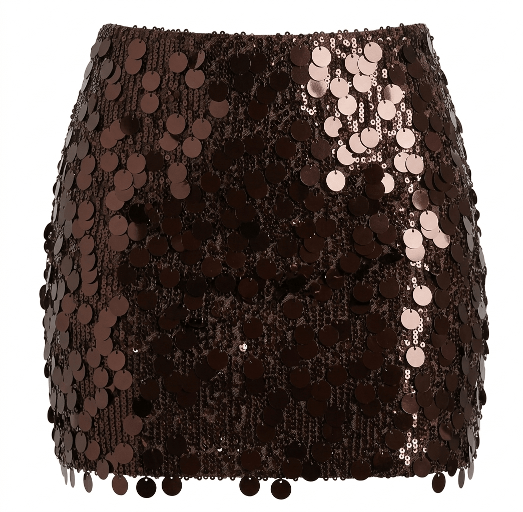 Nostalgic Nights Sequin Mini Skirt - Brown