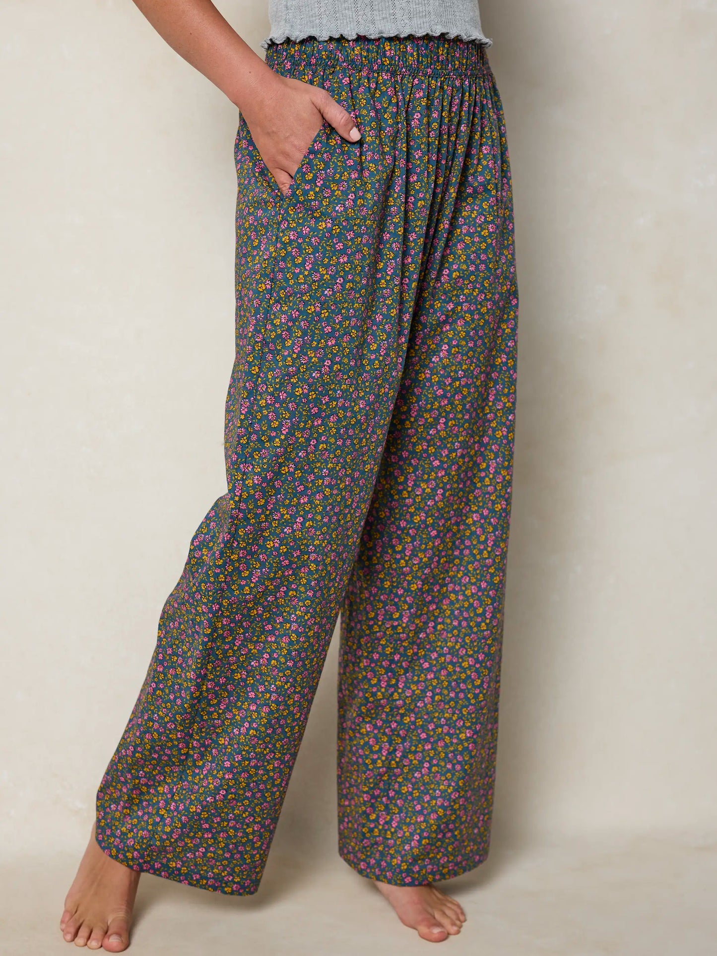 Mix & Match Cotton Pajama Pants - Mari Ditsy Navy