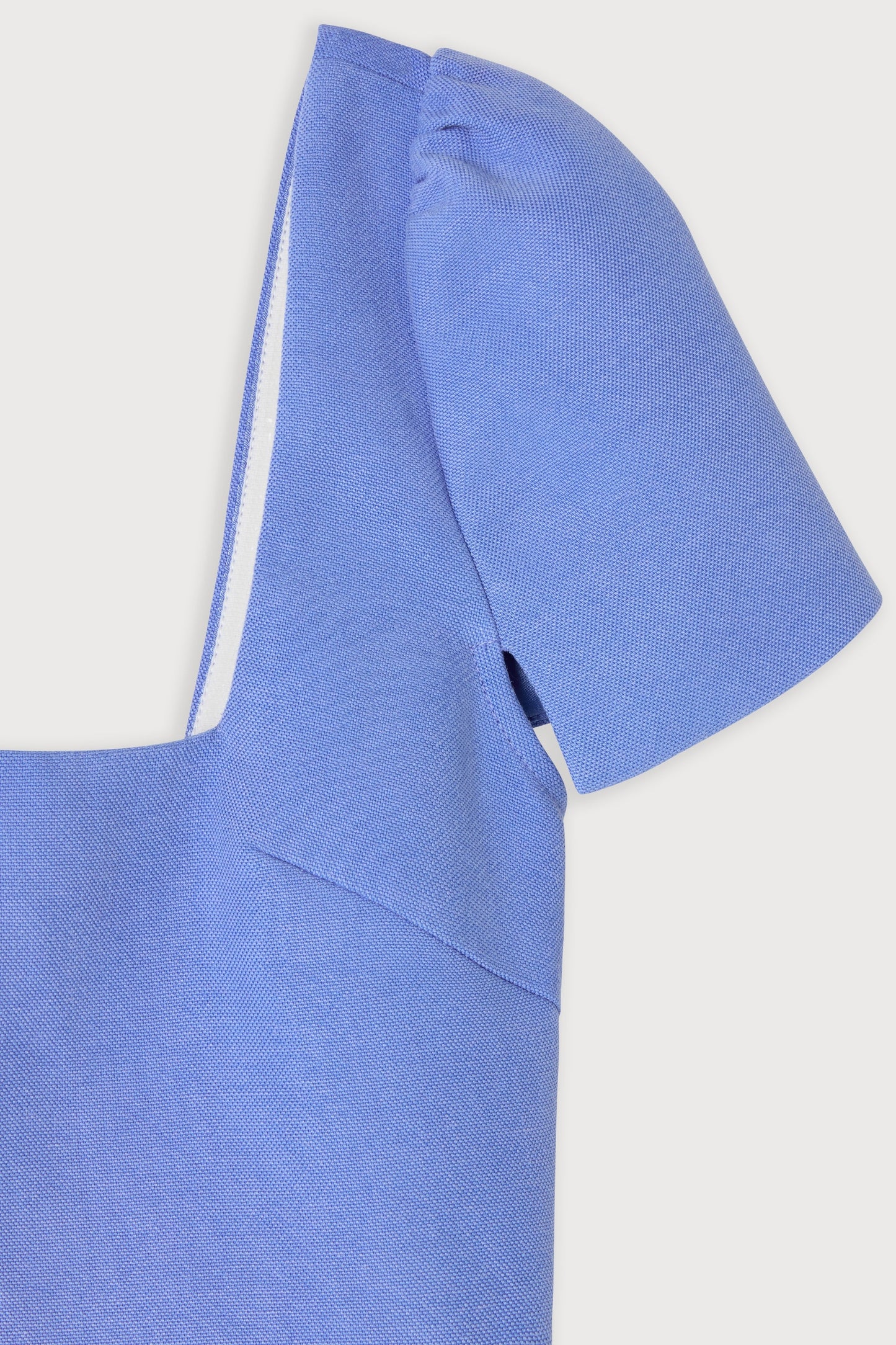 Linen Mix Square Neck Midi Dress
