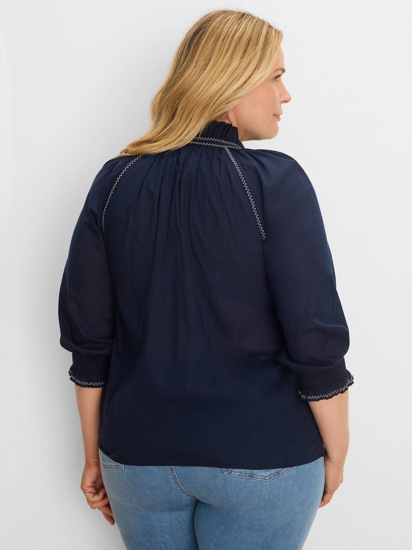 Zig Zag Stitch Cotton Crinkle Shirt