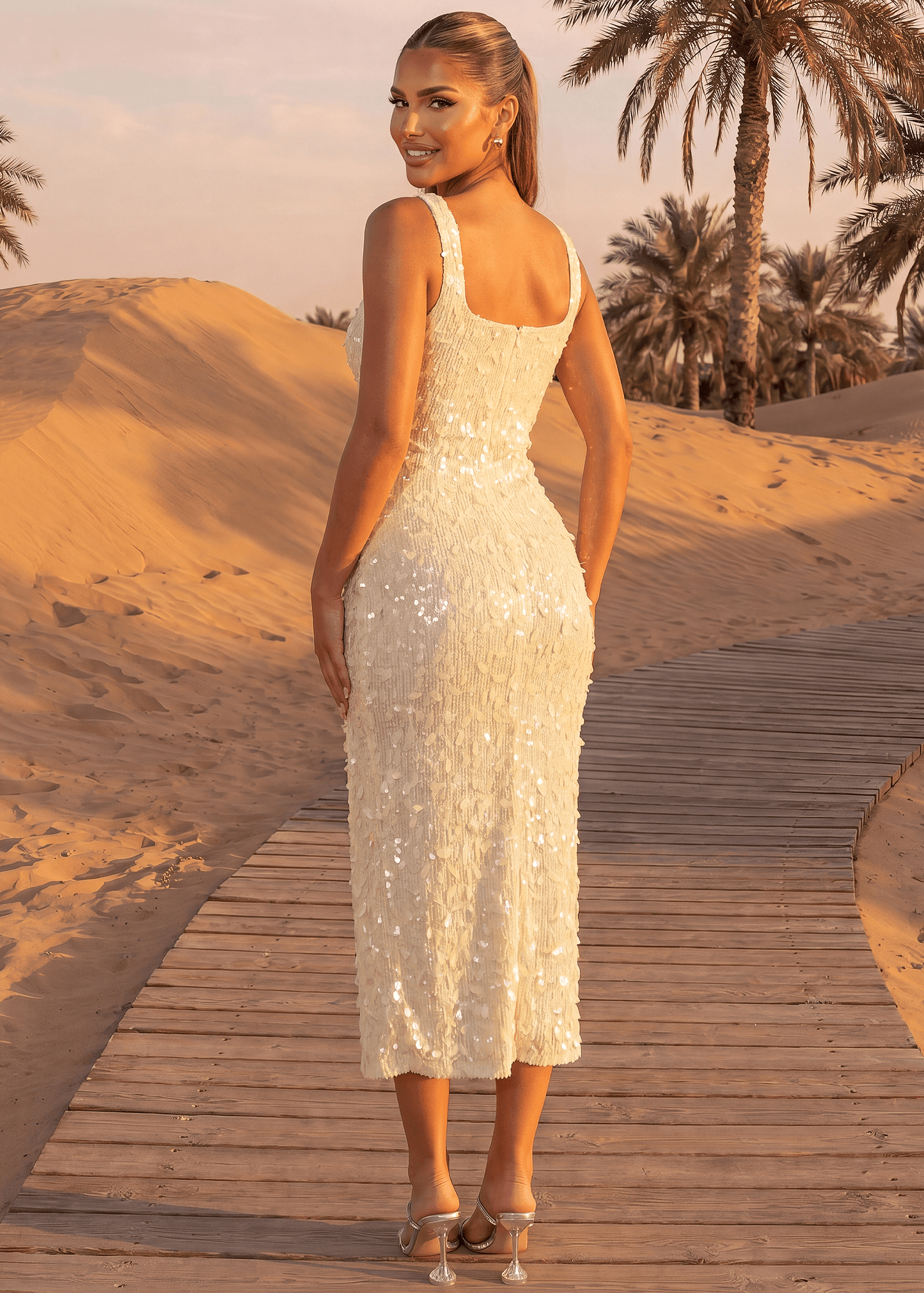 Flutter Away Sequin Maxi Dress - Yellow