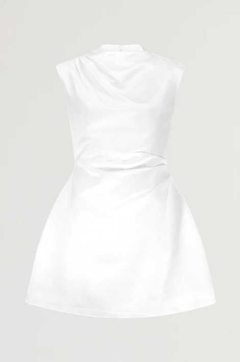 Satin Straight Neck Mini Dress