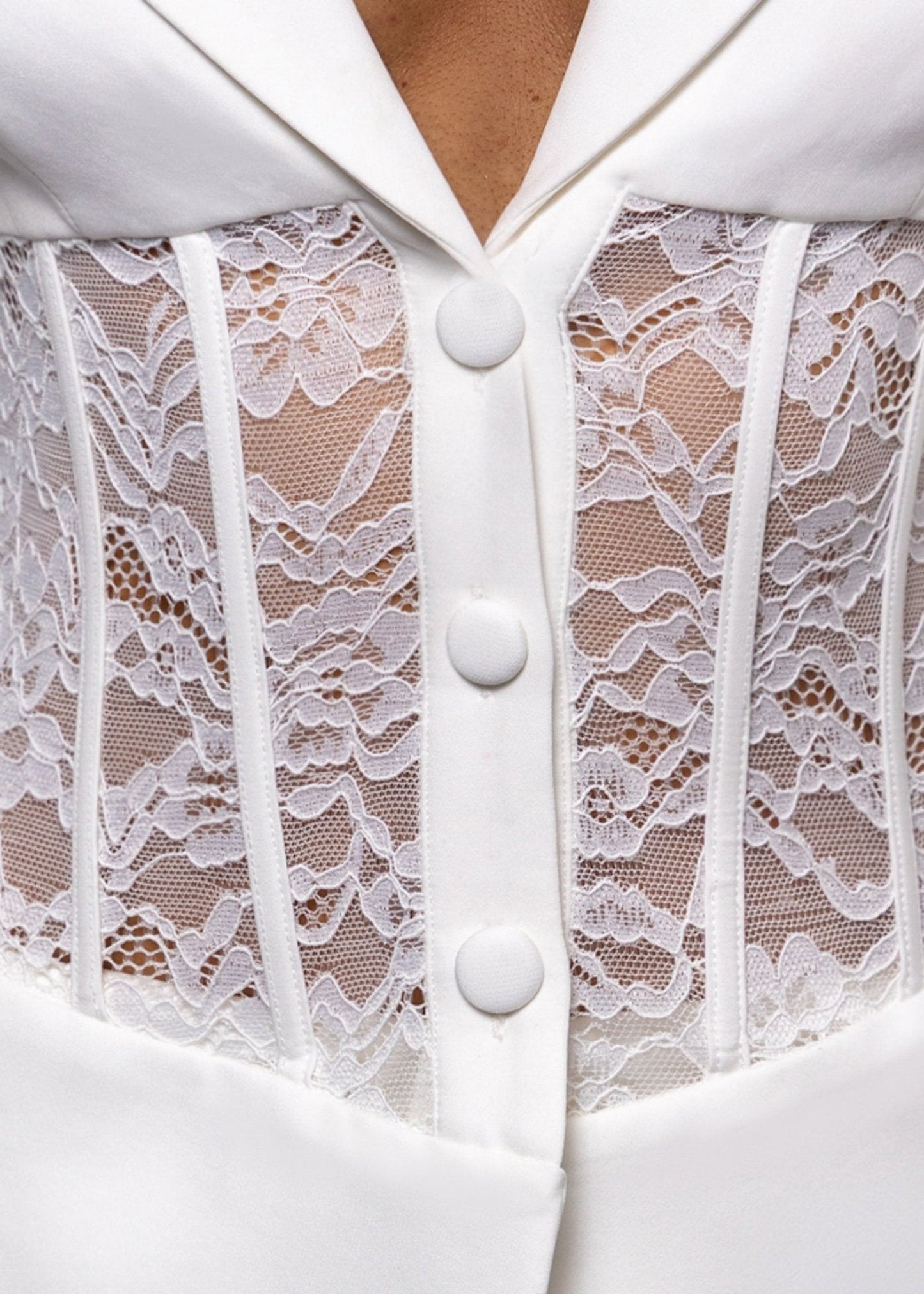 Unspoken Secrets Lace Blazer Two Piece - White