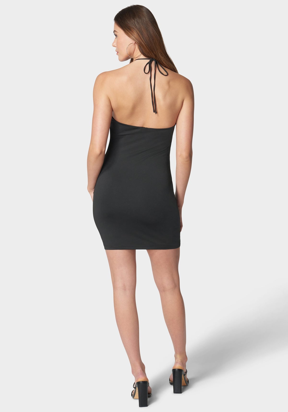 Lace Up Double Strap Halter Dress