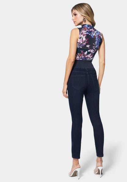 Zip Front Elastic Skinny Jean