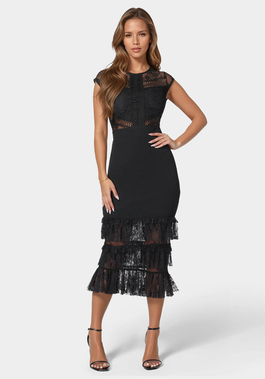 Tiered Lace Midi Dress