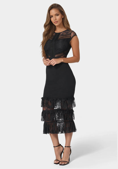 Tiered Lace Midi Dress