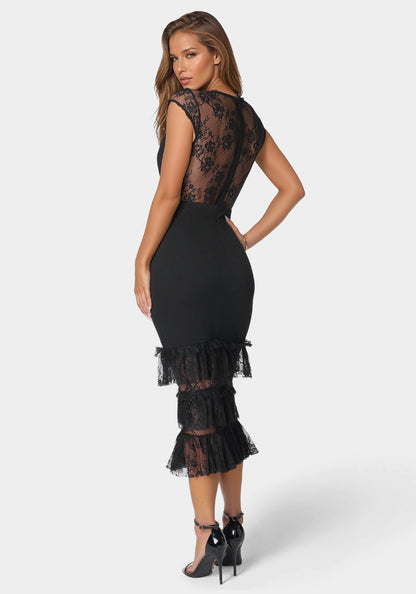 Tiered Lace Midi Dress