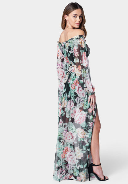 Printed Mesh Two Piece Dress