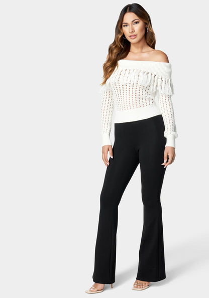 Flared Pull On Knit Pant
