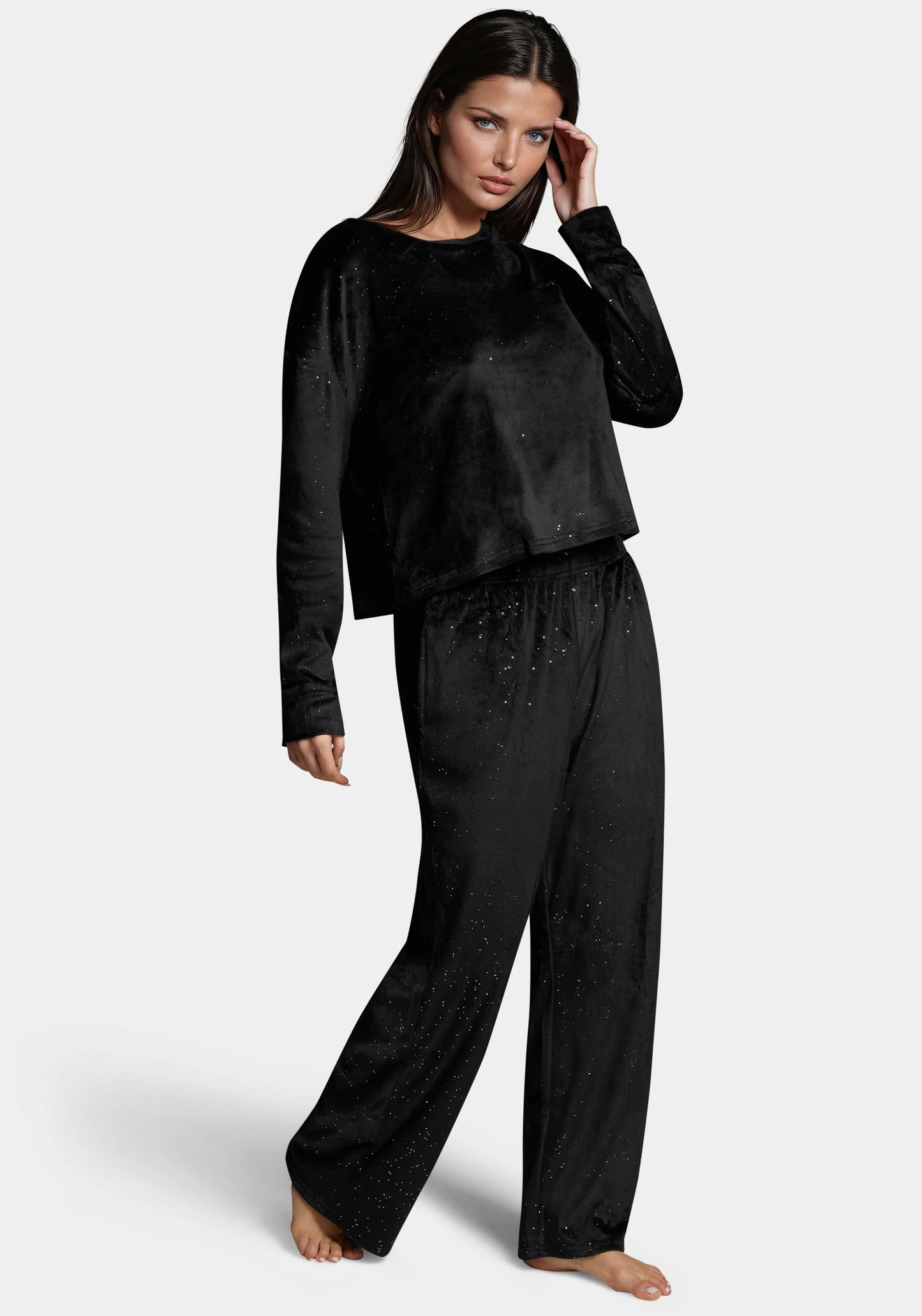 Velour Pant Set With Mirror Paper