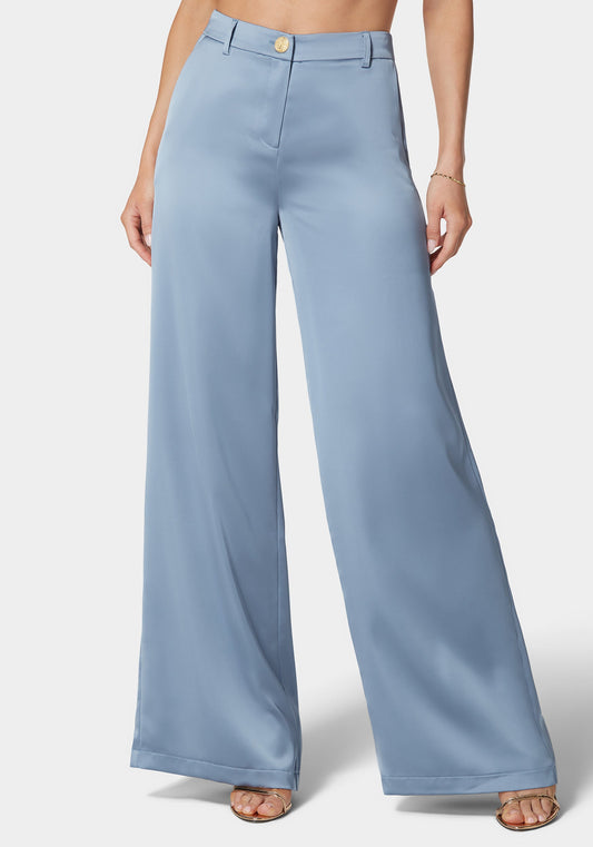 High Waist Ultra Wide Leg Satin Pant