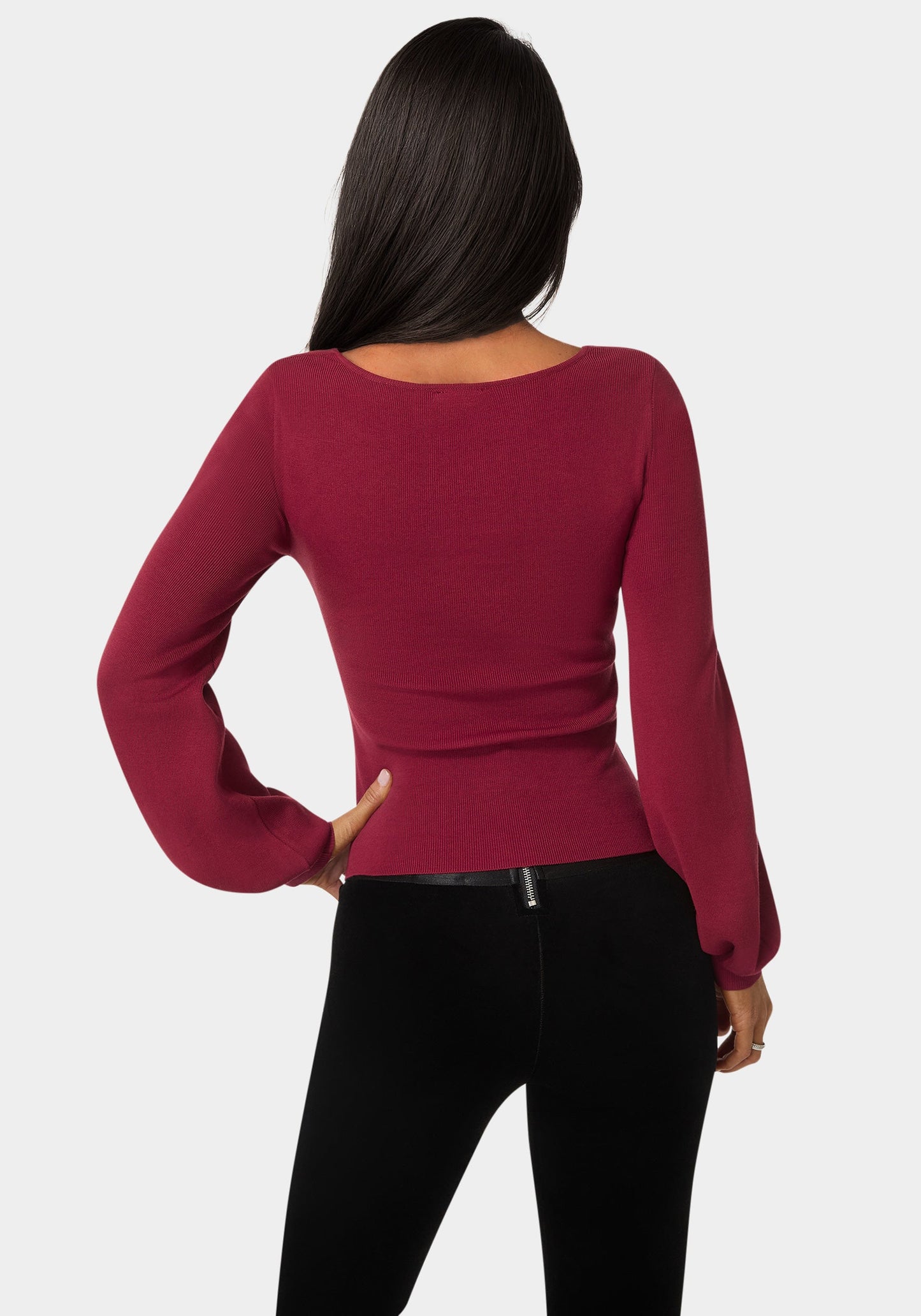 Open Neck Rhinestone Trim Sweater