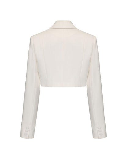 Veronica Crop Blazer (White)
