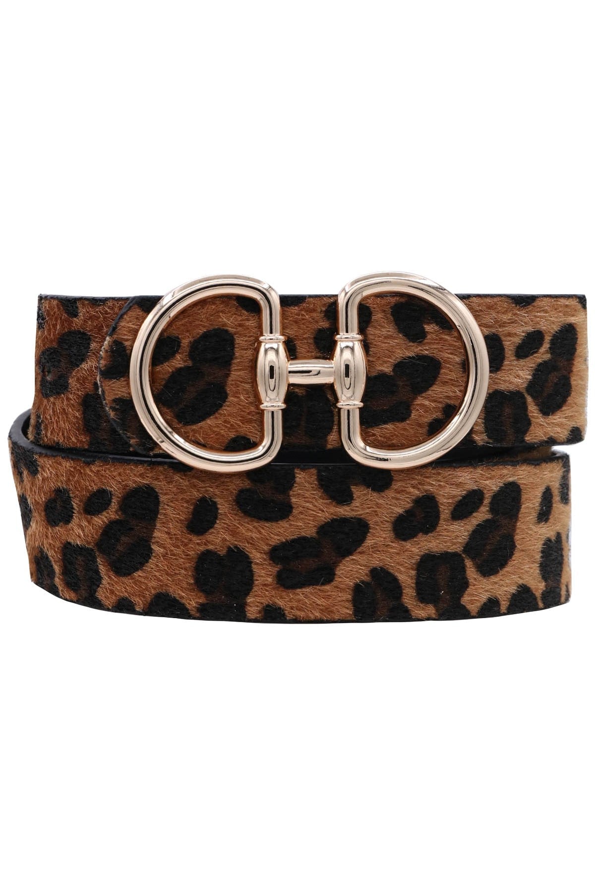 Mckayla Metal Ring Buckle Faux Leather Belt Leopard