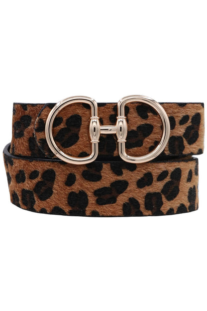 Mckayla Metal Ring Buckle Faux Leather Belt Leopard