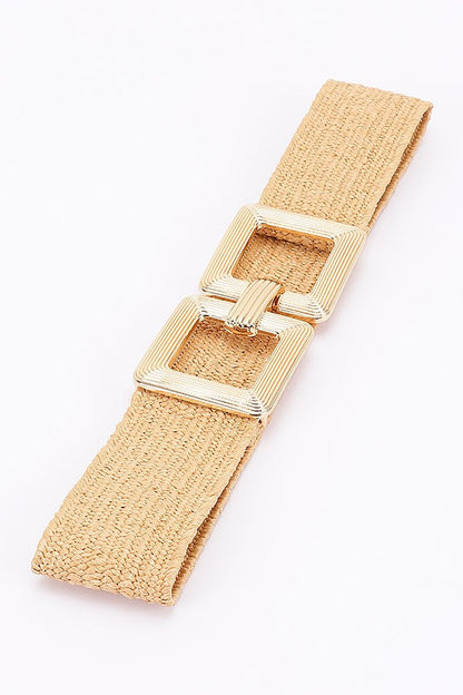 Shaina Large Metal Ring Woven Belt Natural