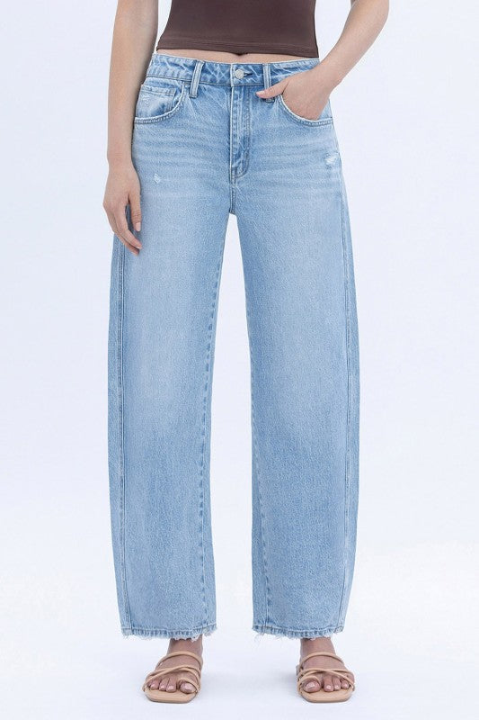 Estelle High Rise Cropped Barrel Jeans Light Wash