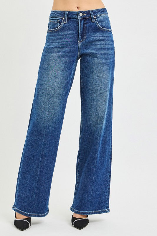 Trisha High Rise Wide Leg Jeans Dark Wash