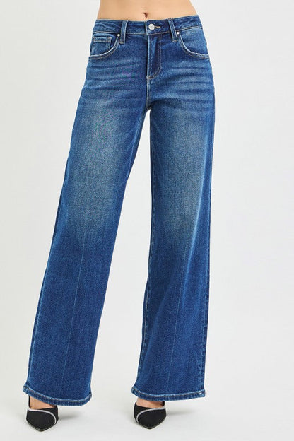 Trisha High Rise Wide Leg Jeans Dark Wash