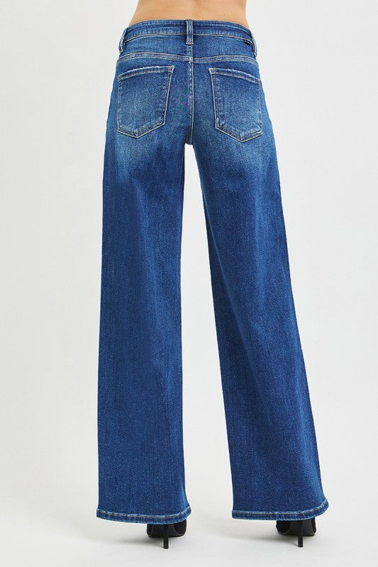 Trisha High Rise Wide Leg Jeans Dark Wash