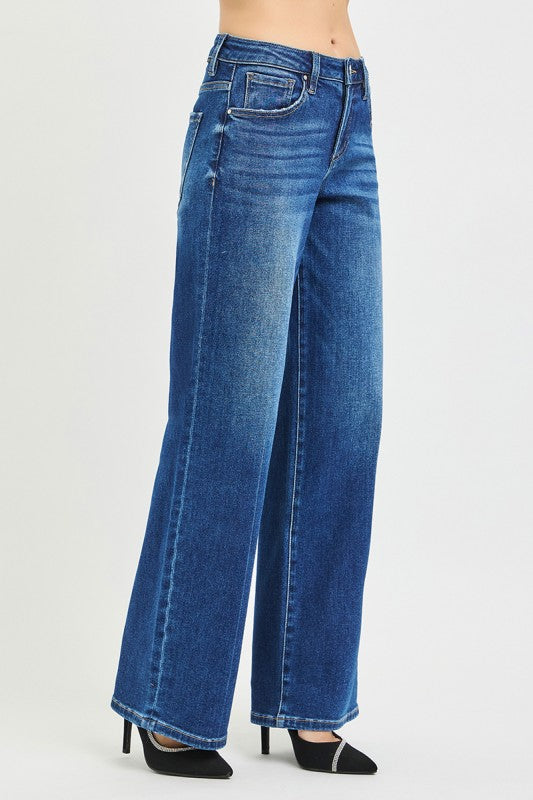 Trisha High Rise Wide Leg Jeans Dark Wash
