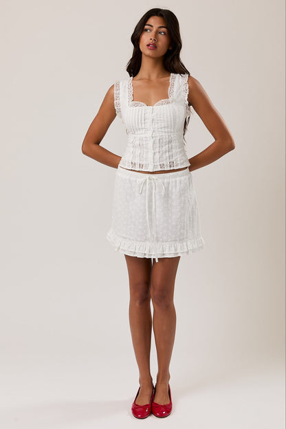 Waitlist 7/5 • Tinsley Sleeveless Button Down Elegant Lace Top White