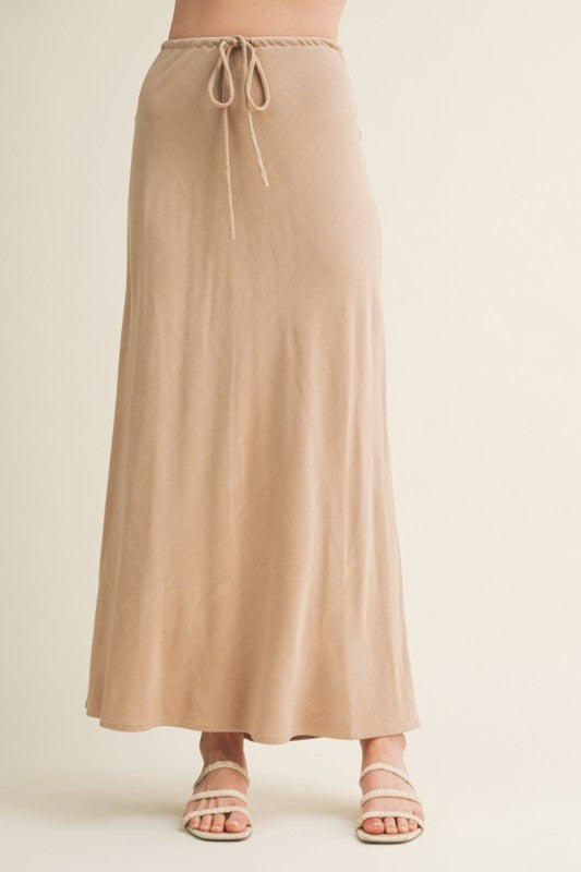 Calantha High Waist Woven Maxi Skirt Taupe