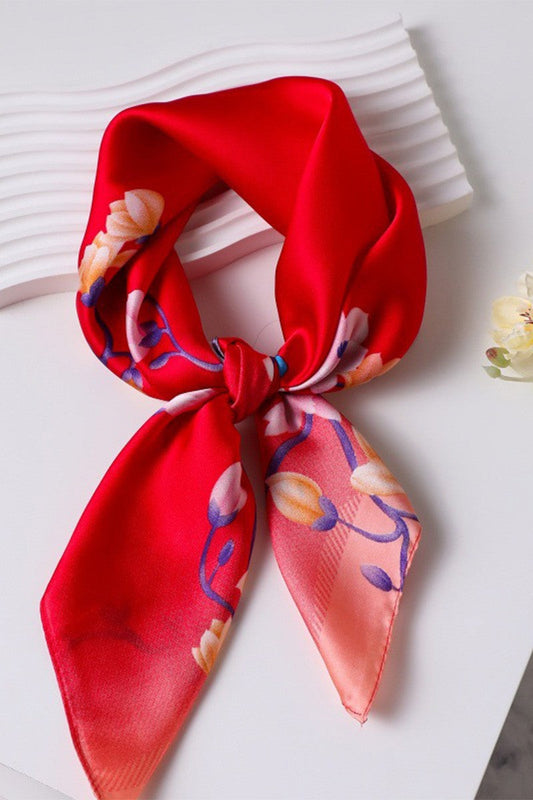 Cassia Floral Print Square Cozy Chic Scarf Red Purple
