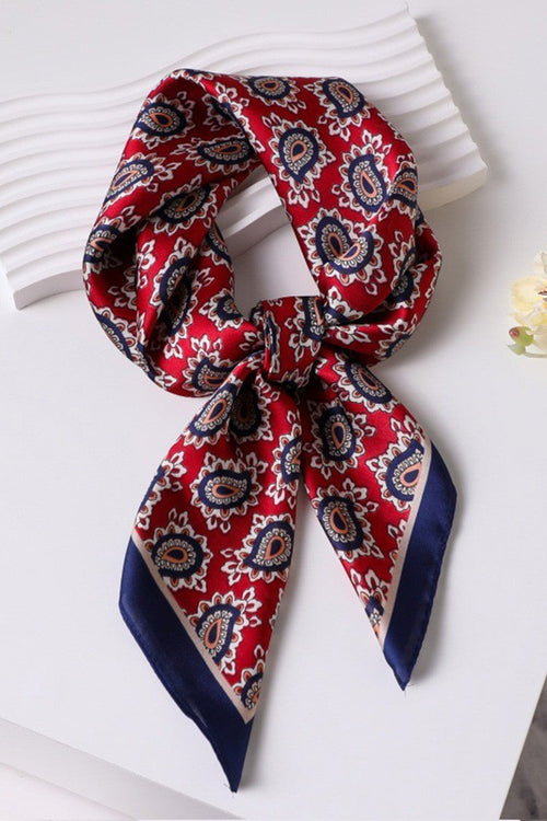 Nadia Paisley Print Square Classic Wrap Scarf Red