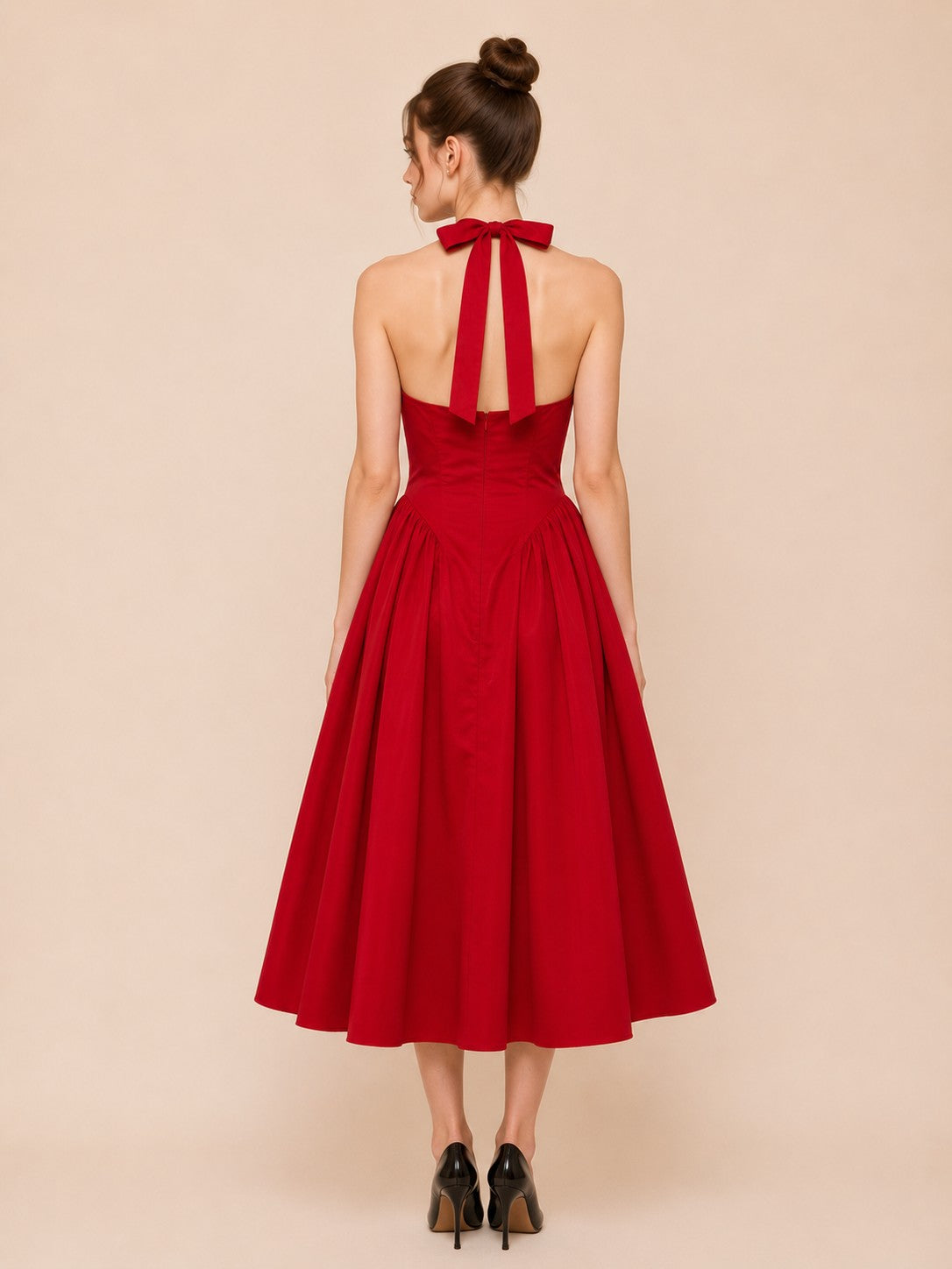 Waitlist 7/10 • Primrose Sleeveless Halter Midi Dress Red