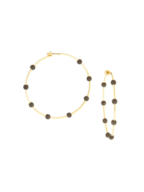 Marlyn Schiff Thin Hoop Earring With Gems