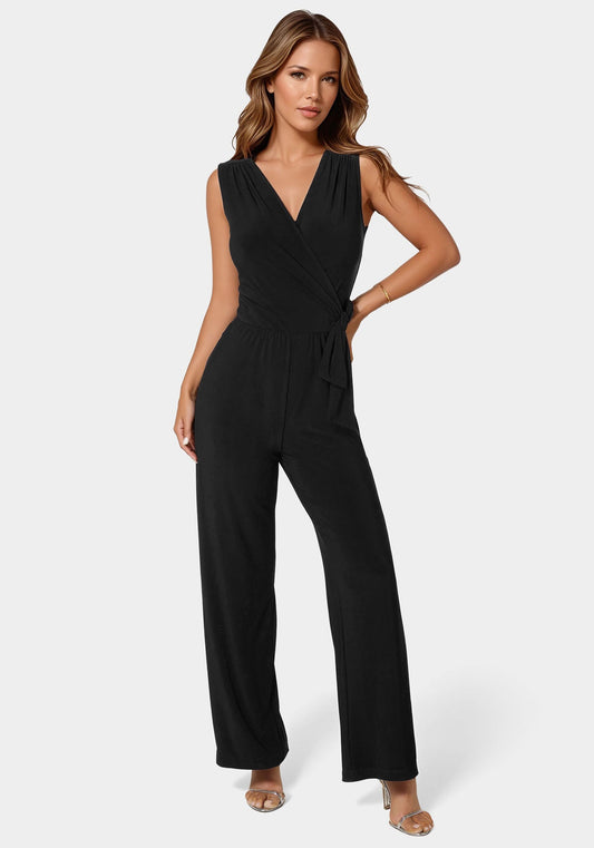 Jersey Wrap Tie Jumpsuit