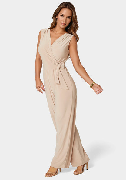 Jersey Wrap Tie Jumpsuit