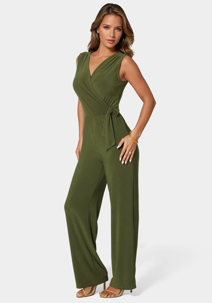Jersey Wrap Tie Jumpsuit