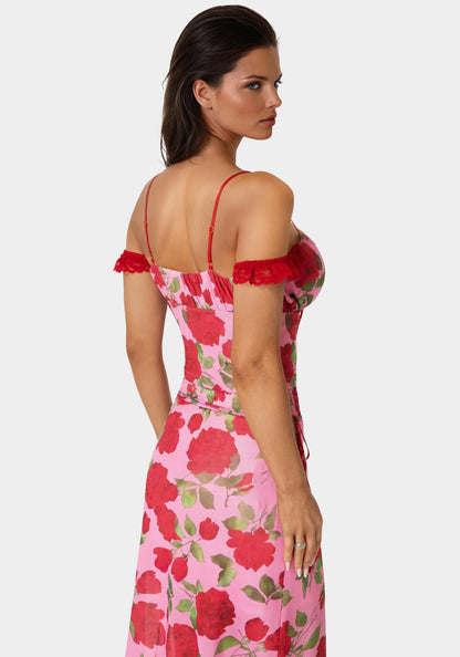 Floral Printed Mesh Top