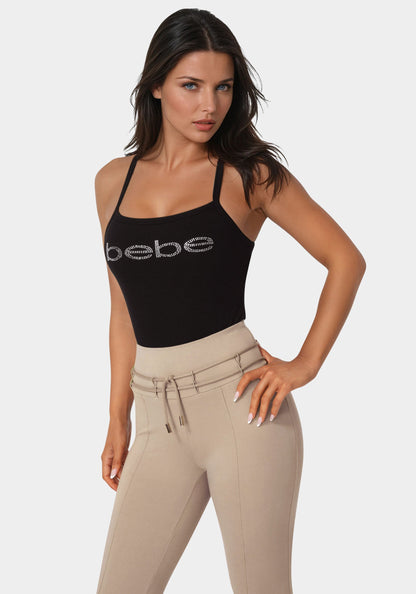 Bebe Logo Racer Back Rib Tank