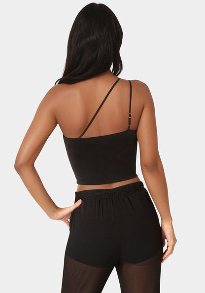 One Shoulder Studs Knit Top