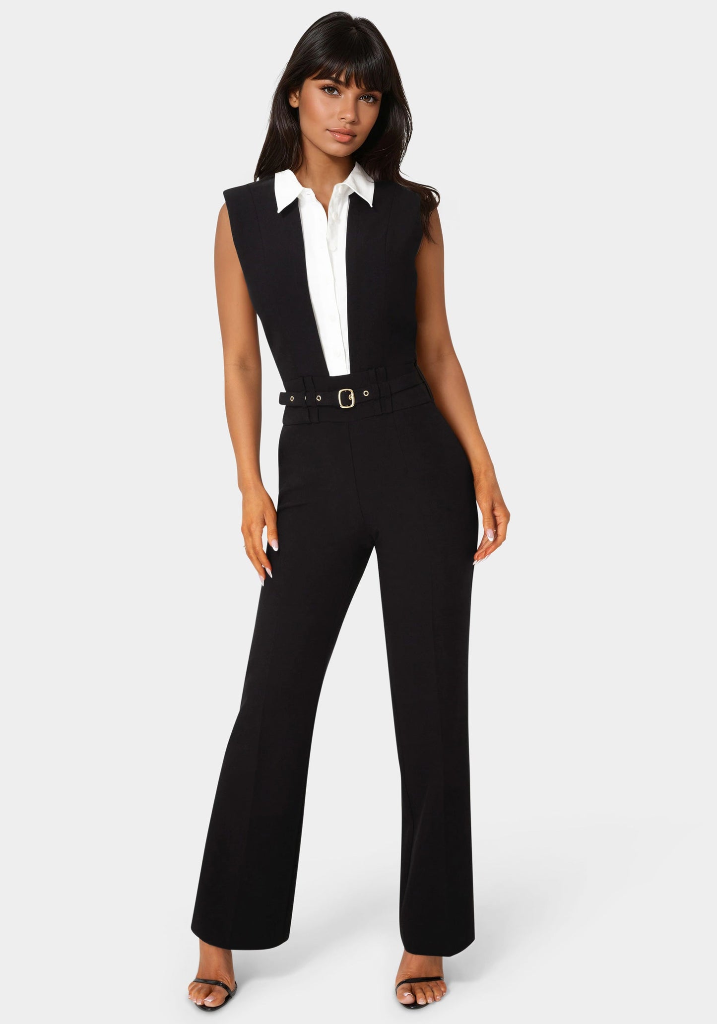 Tailored Two Tone Straight Leg Jumpsuit