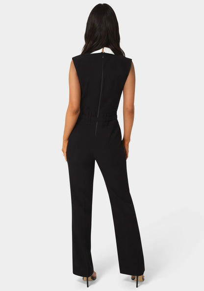 Tailored Two Tone Straight Leg Jumpsuit