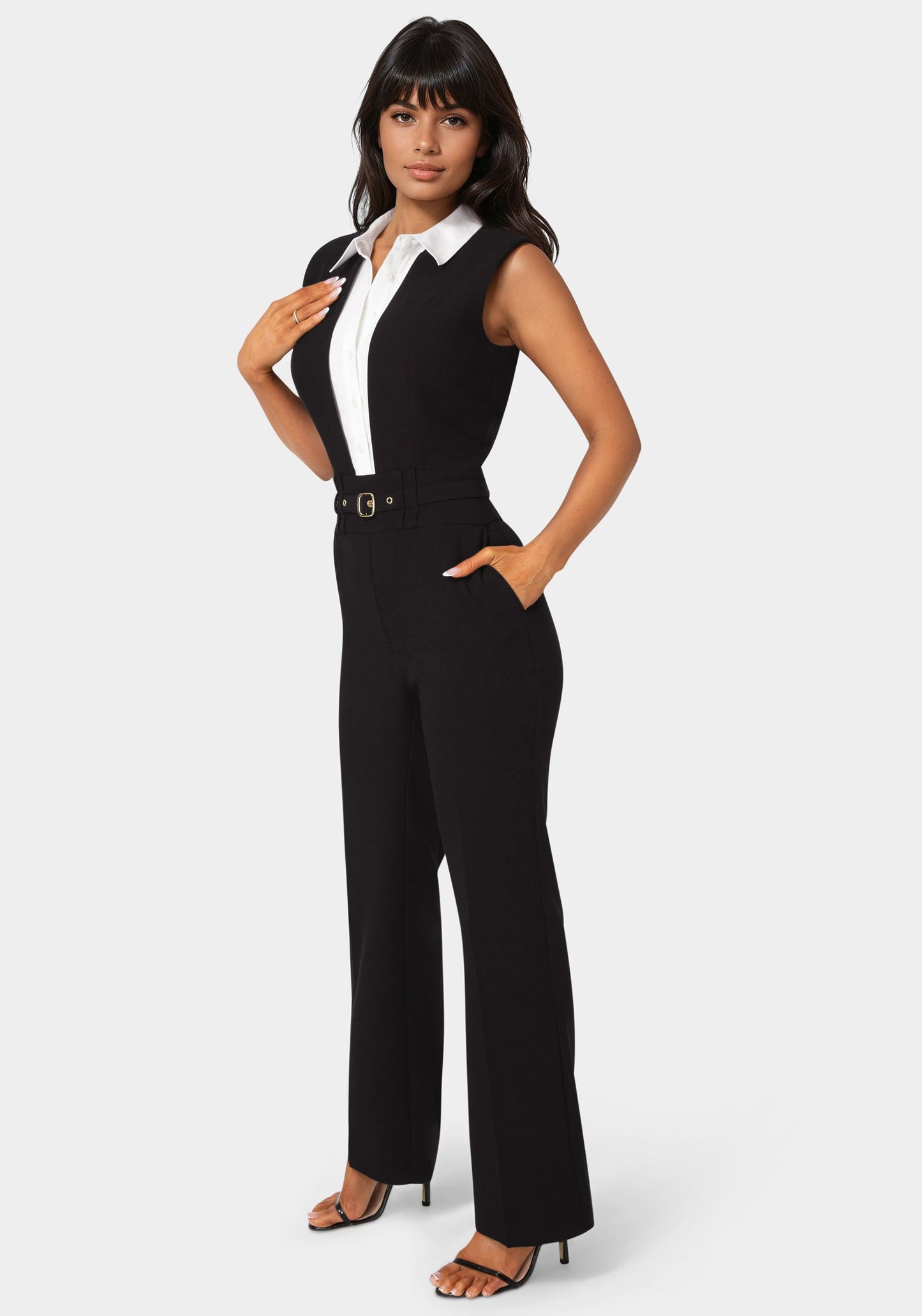 Tailored Two Tone Straight Leg Jumpsuit