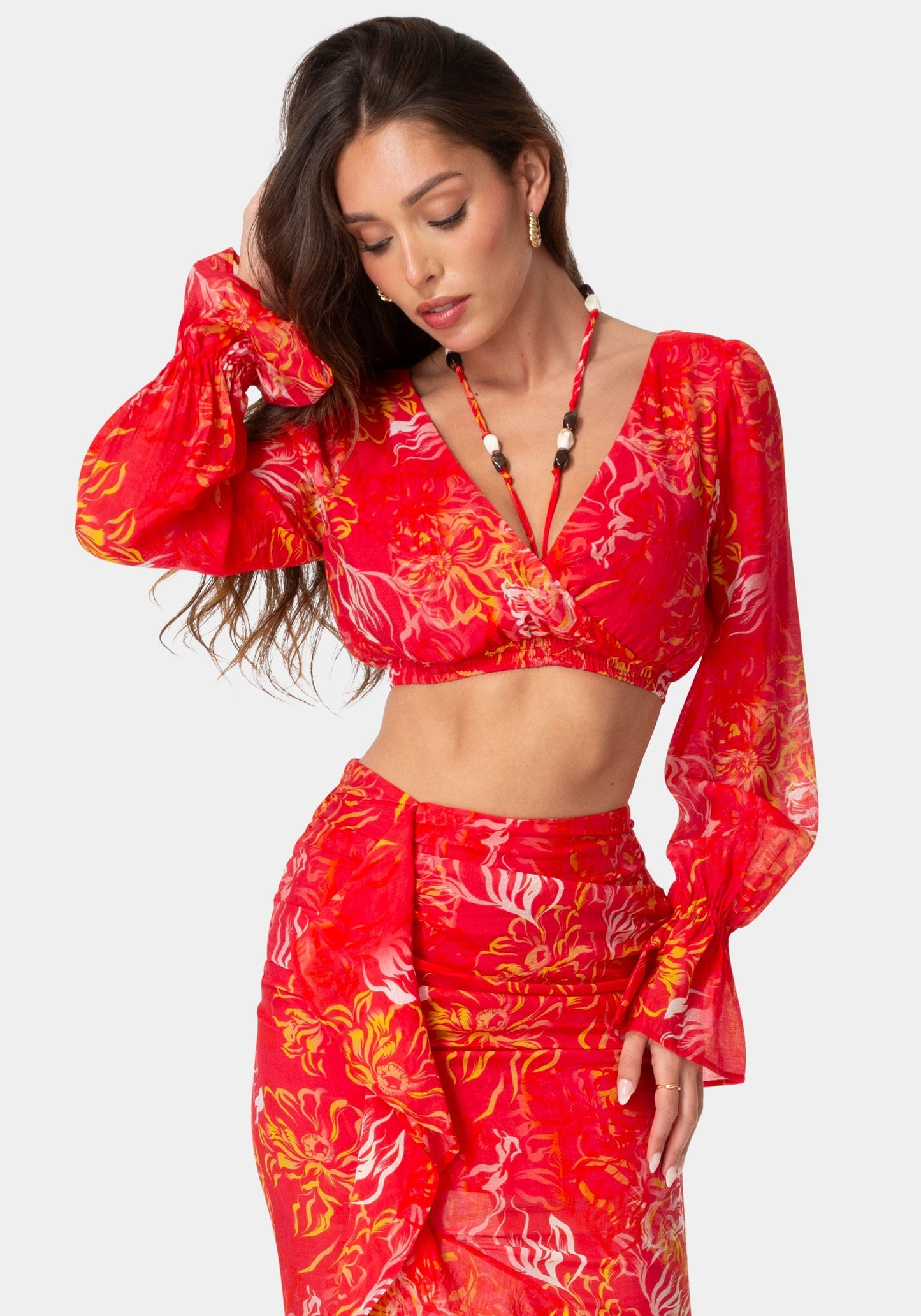 Beaded Belt Flowy Blouse