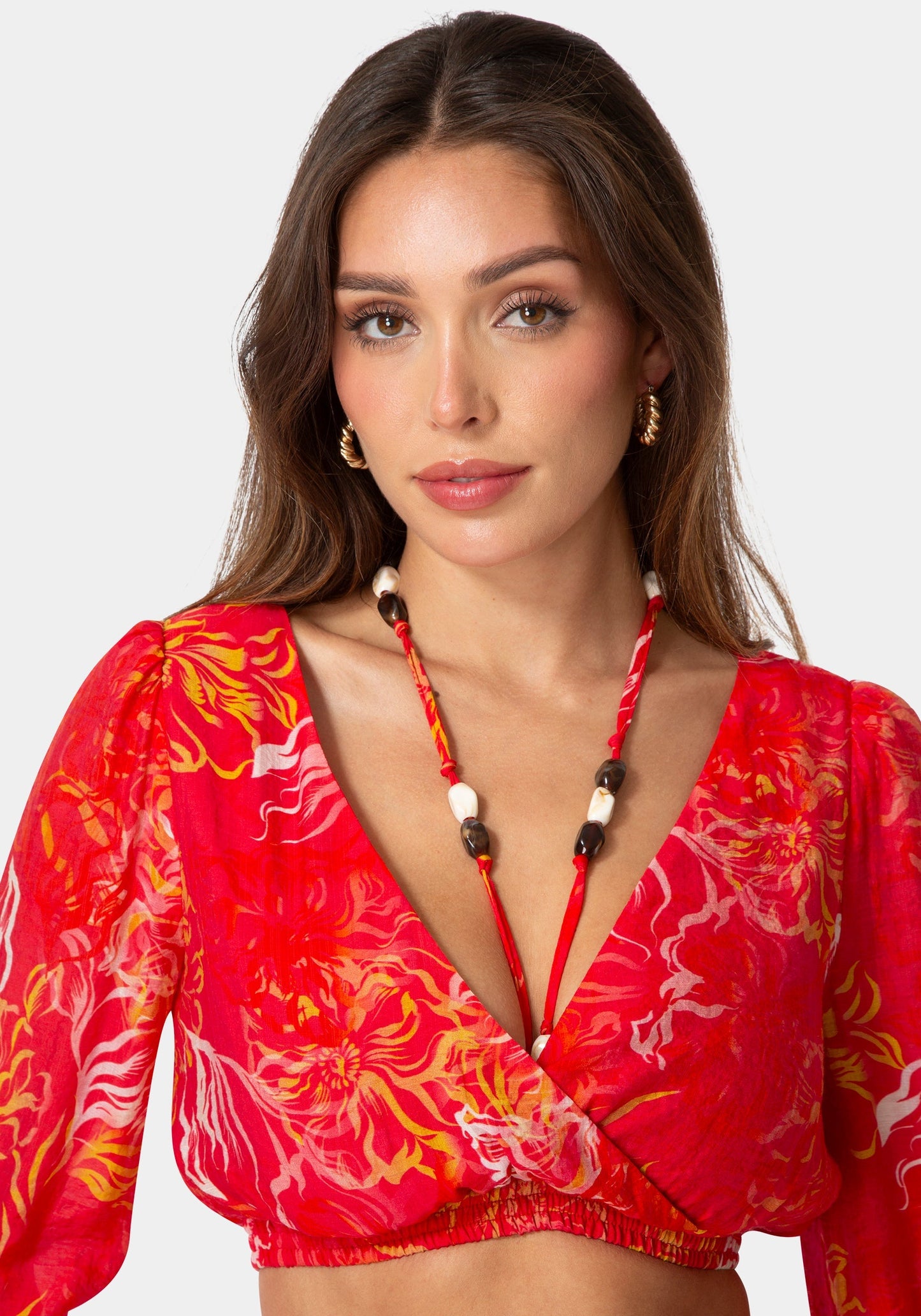 Beaded Belt Flowy Blouse