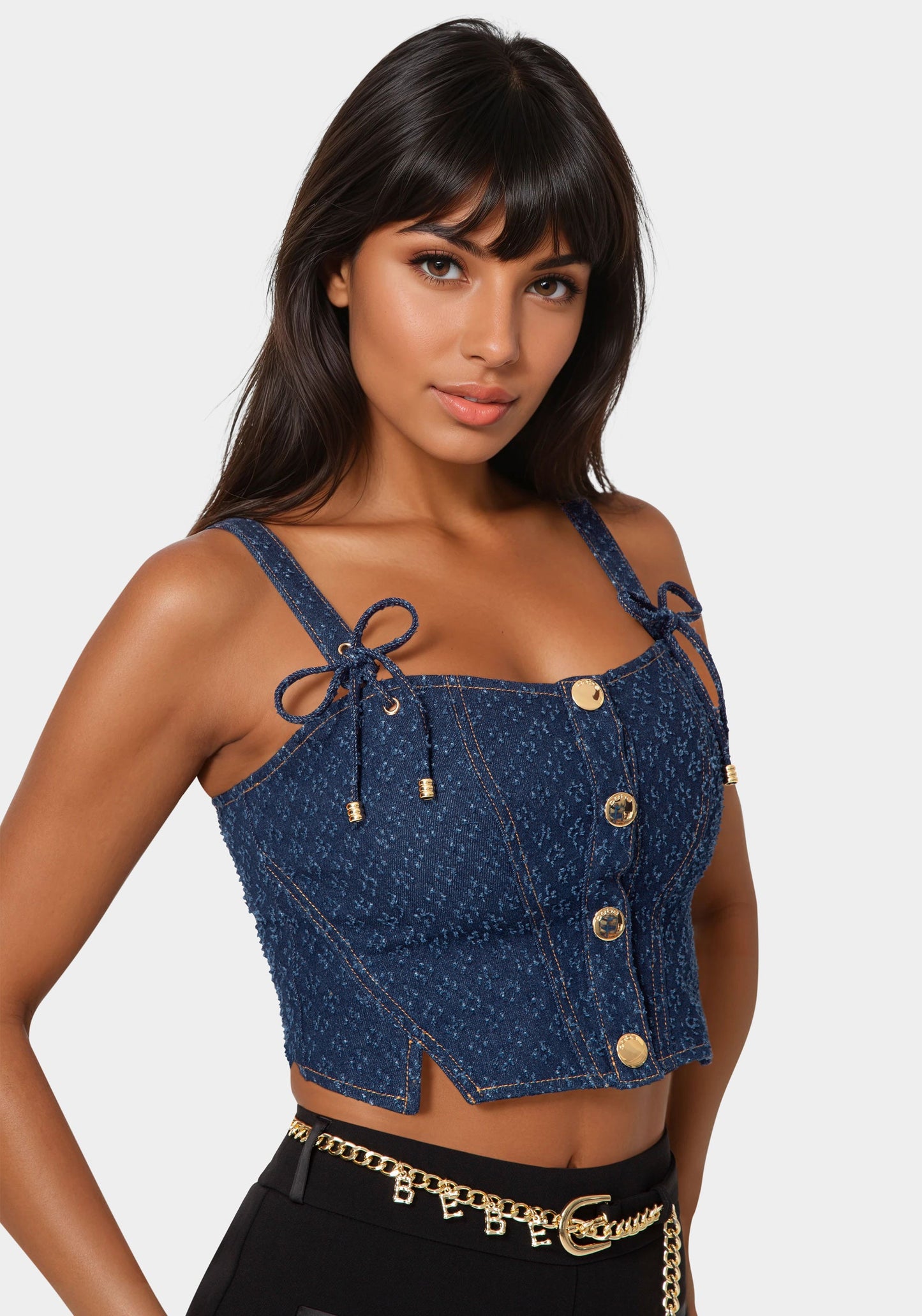 Textured Denim Bustier