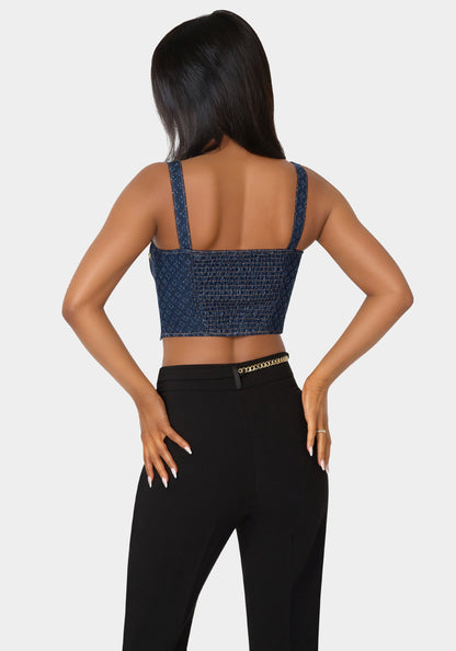 Textured Denim Bustier